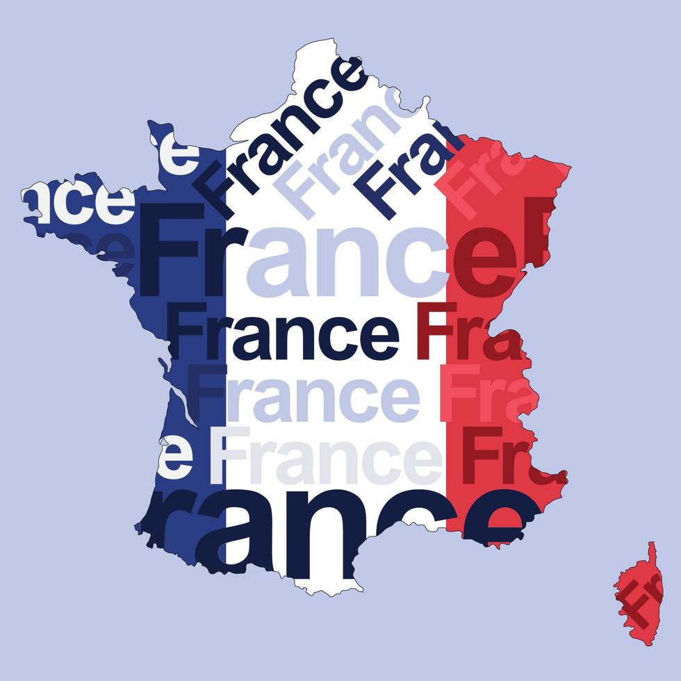 bandera de francia impresa en el mapa de francia vector