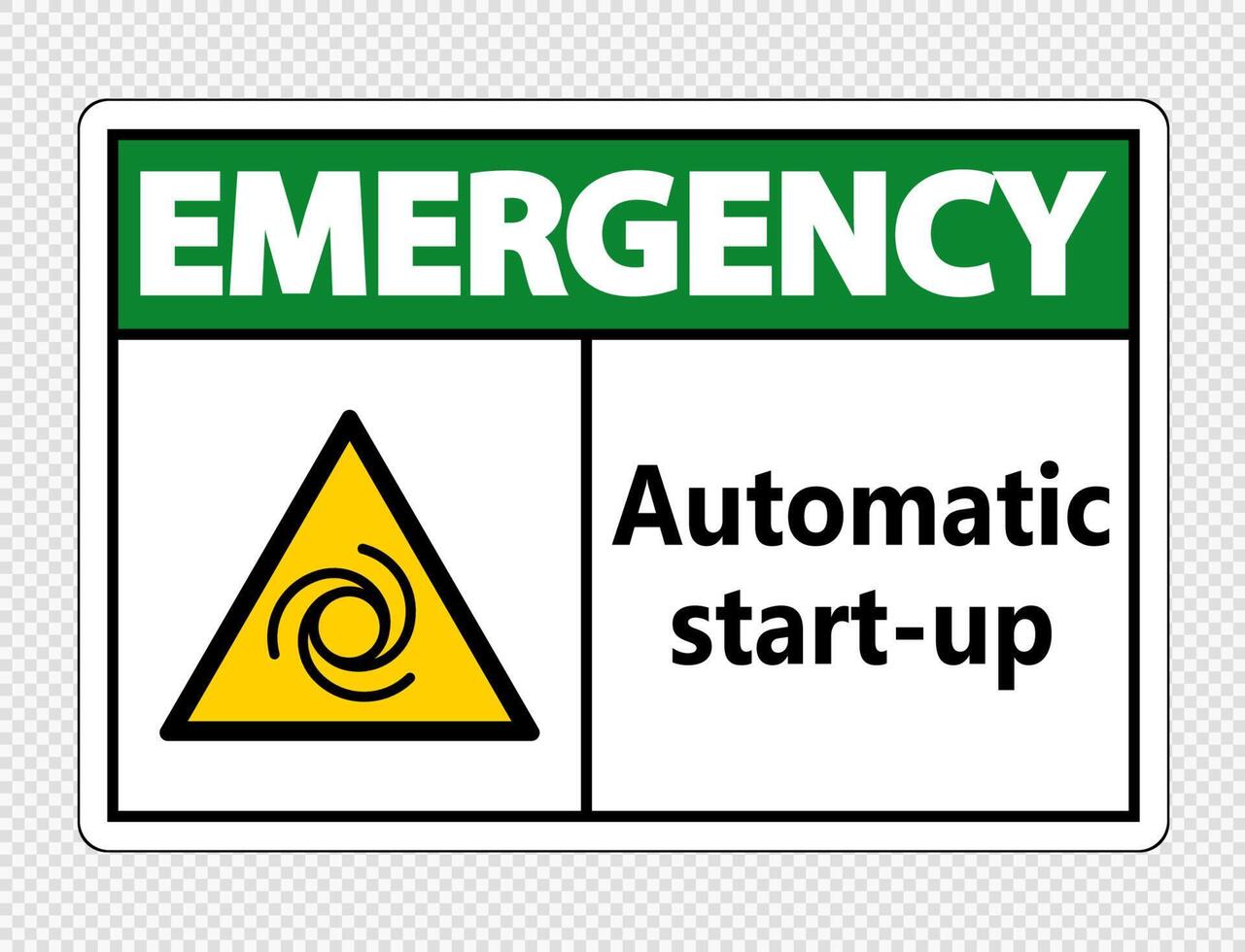 Emergency automatic start-up sign on transparent background vector