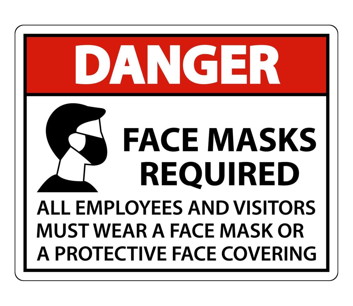Danger Face Masks Required Sign on white background vector