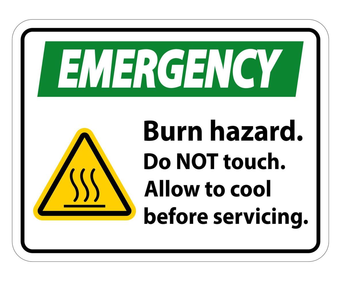 Emergency Burn hazard safety,Do not touch label Sign on white background vector