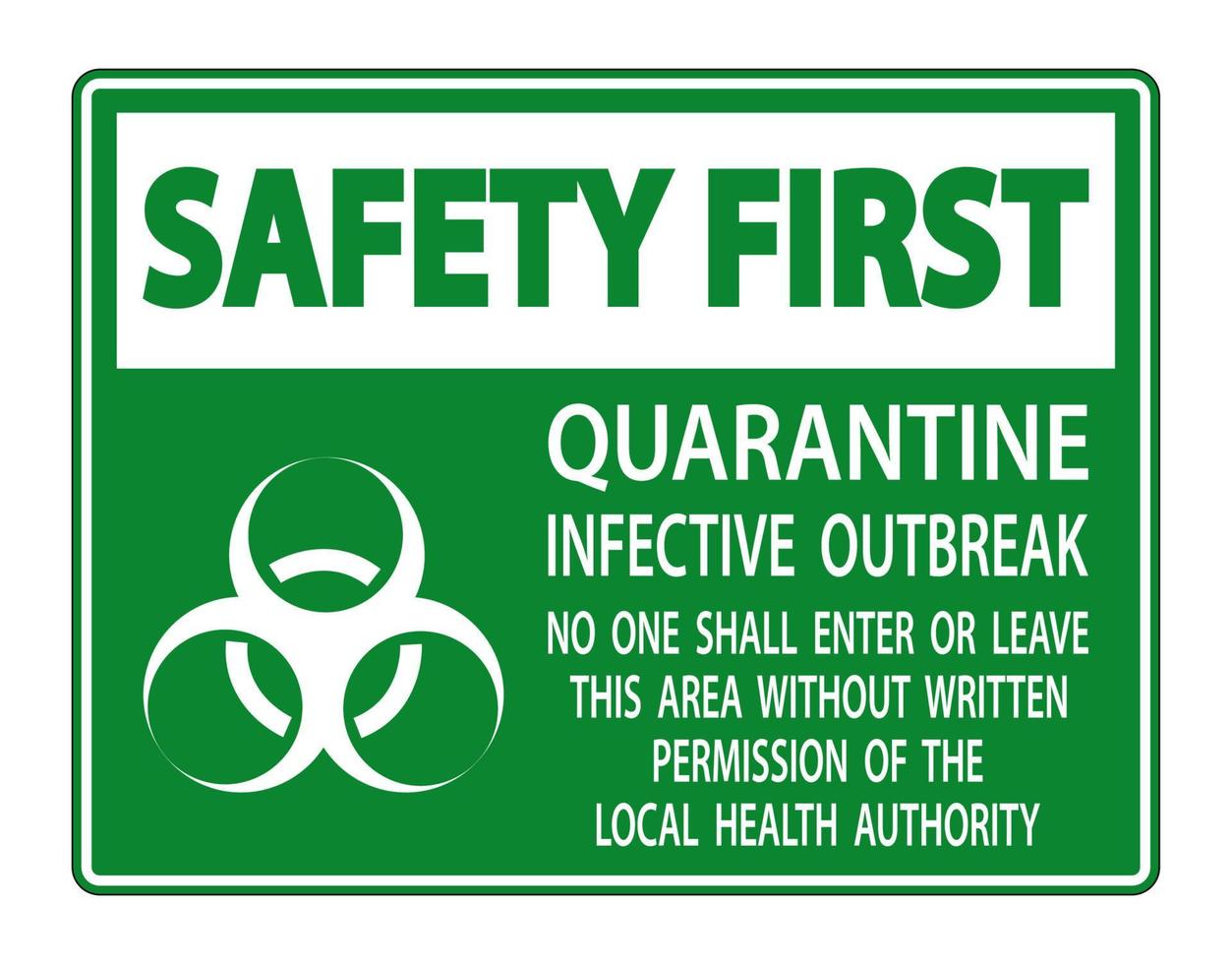 Safety First Quarantine Infective Outbreak Sign Isolate on transparent Background,Vector Illustration vector