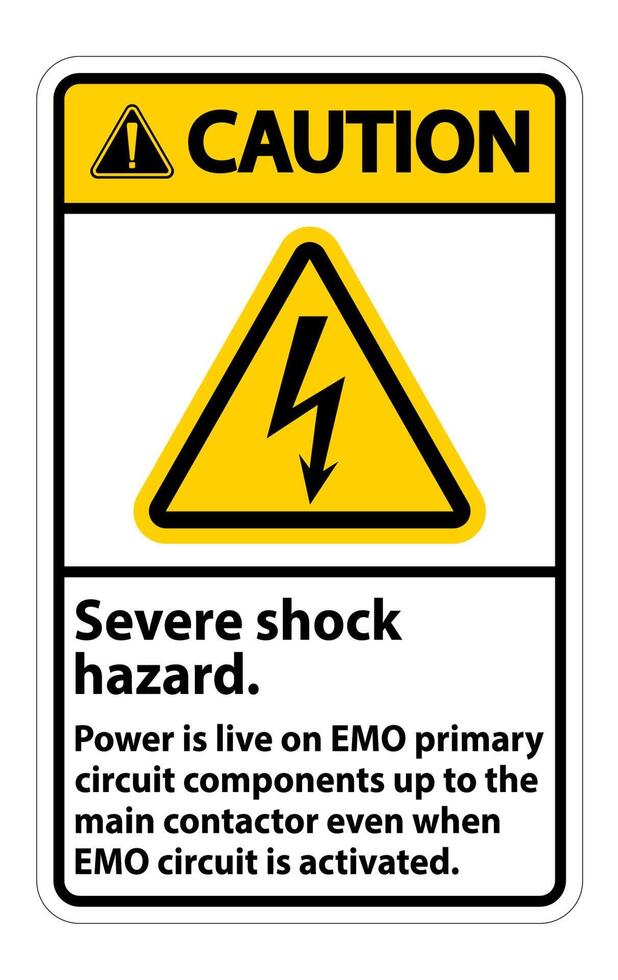 Caution Severe shock hazard sign on white background vector