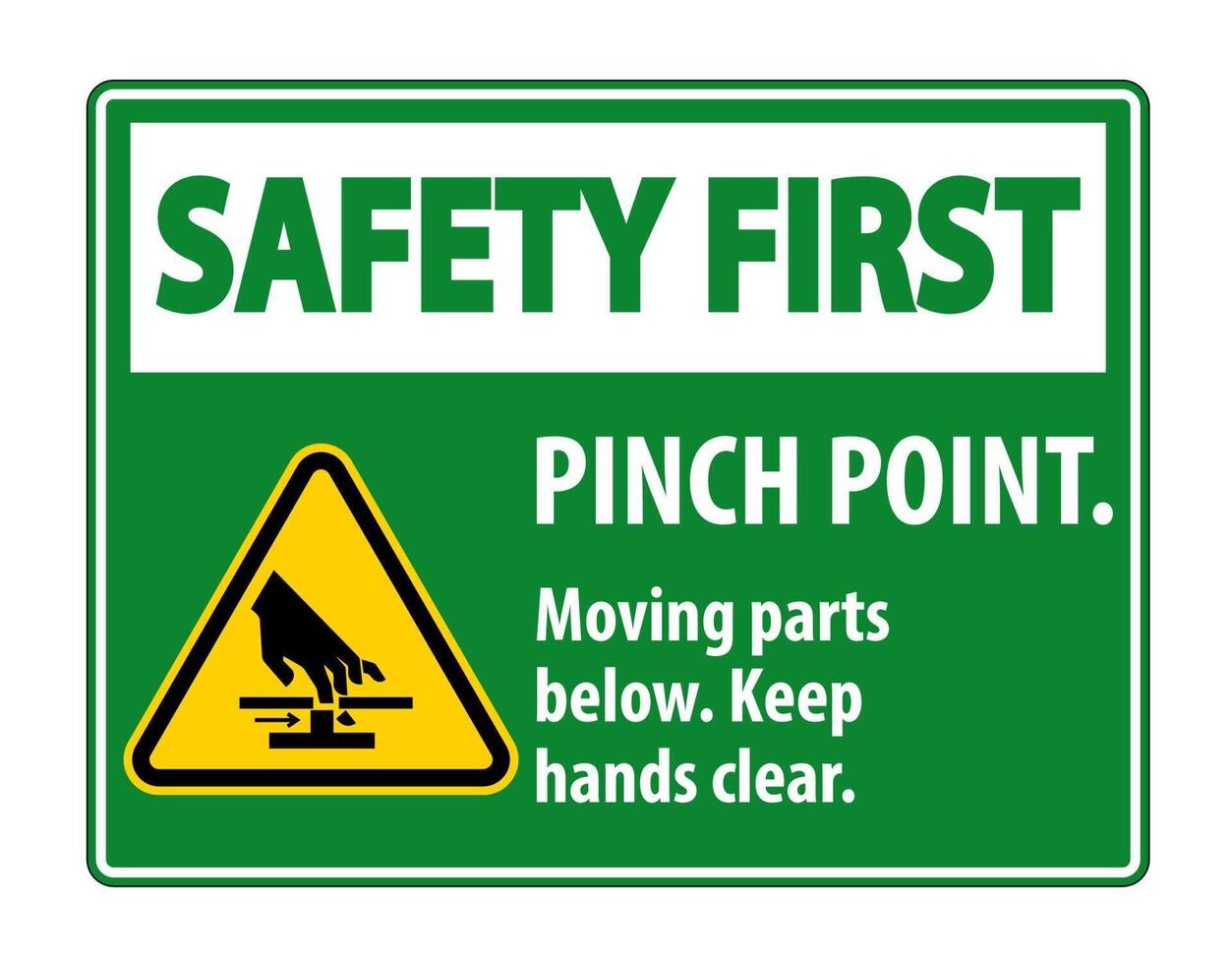 Safety Pinch Point, Moving Parts Below, Keep Hands Clear Symbol Sign Isolate on White Background,Vector Illustration EPS.10 vector