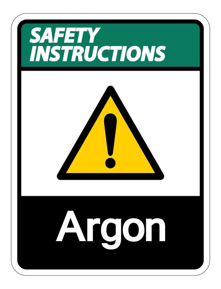 Safety instructions Argon Symbol Sign On White Background vector