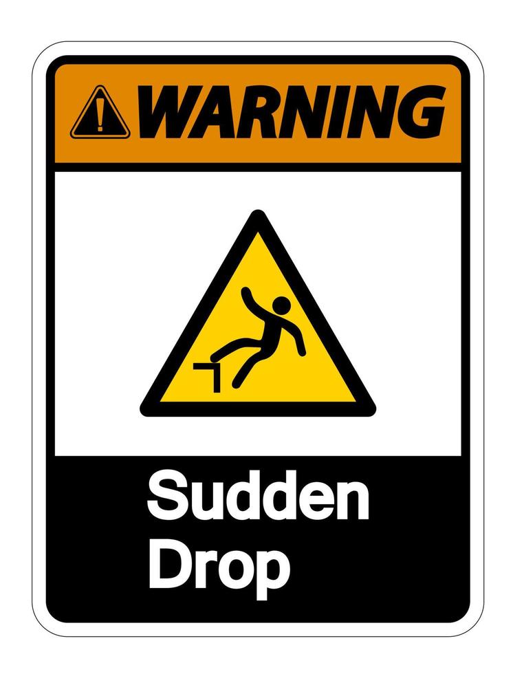 Warning Sudden Drop Symbol Sign On White Background,Vector Illustration vector