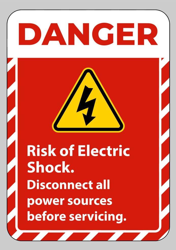 peligro, riesgo, de, descarga eléctrica, símbolo, señal, aislar, blanco, plano de fondo vector