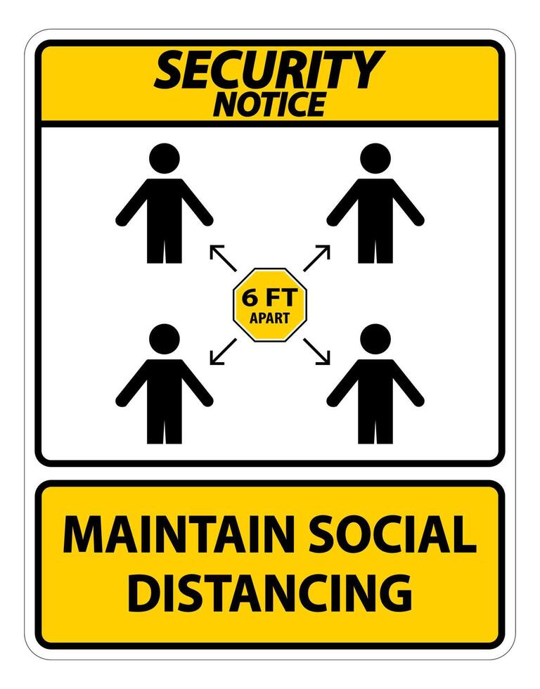 Security Notice Maintain social distancing, stay 6ft apart sign,coronavirus COVID-19 Sign Isolate On White Background,Vector Illustration EPS.10 vector