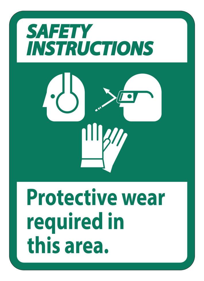Safety Instructions Sign Wear Protective Equipment In This Area With PPE Symbols vector