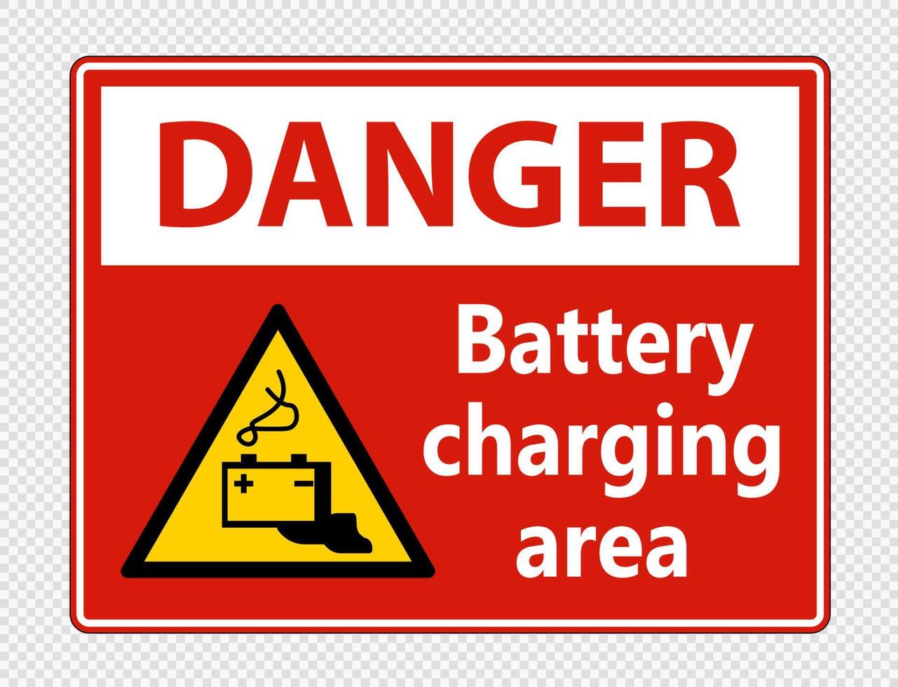 Danger battery charging area Sign on transparent background vector