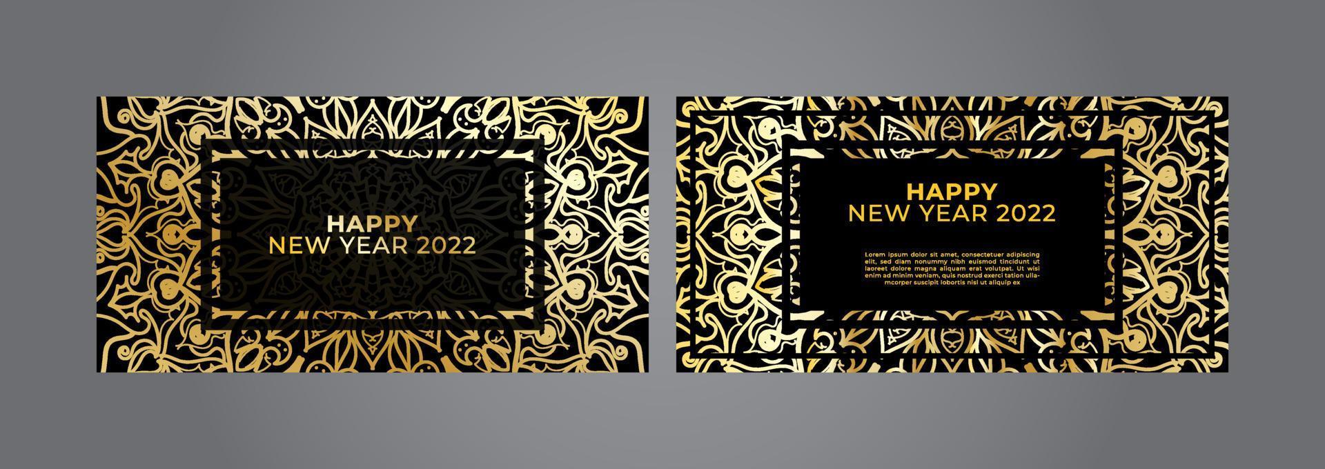 Happy new year banner or card template with luxury mandala vector
