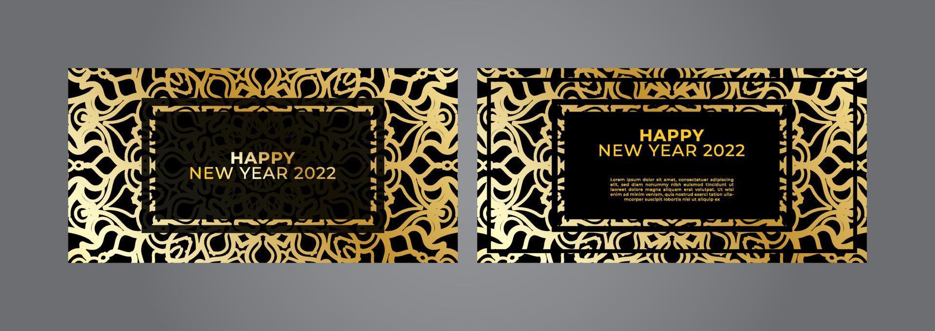 Happy new year banner or card template with luxury mandala vector