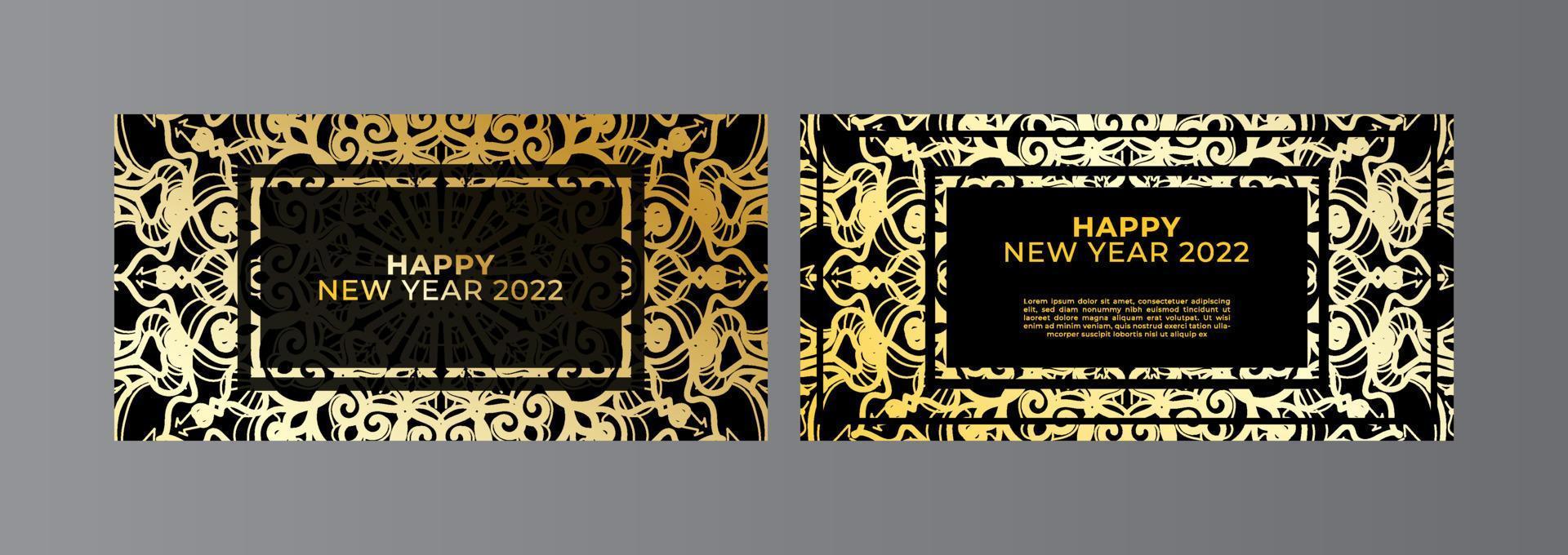 Happy new year banner or card template with luxury mandala vector