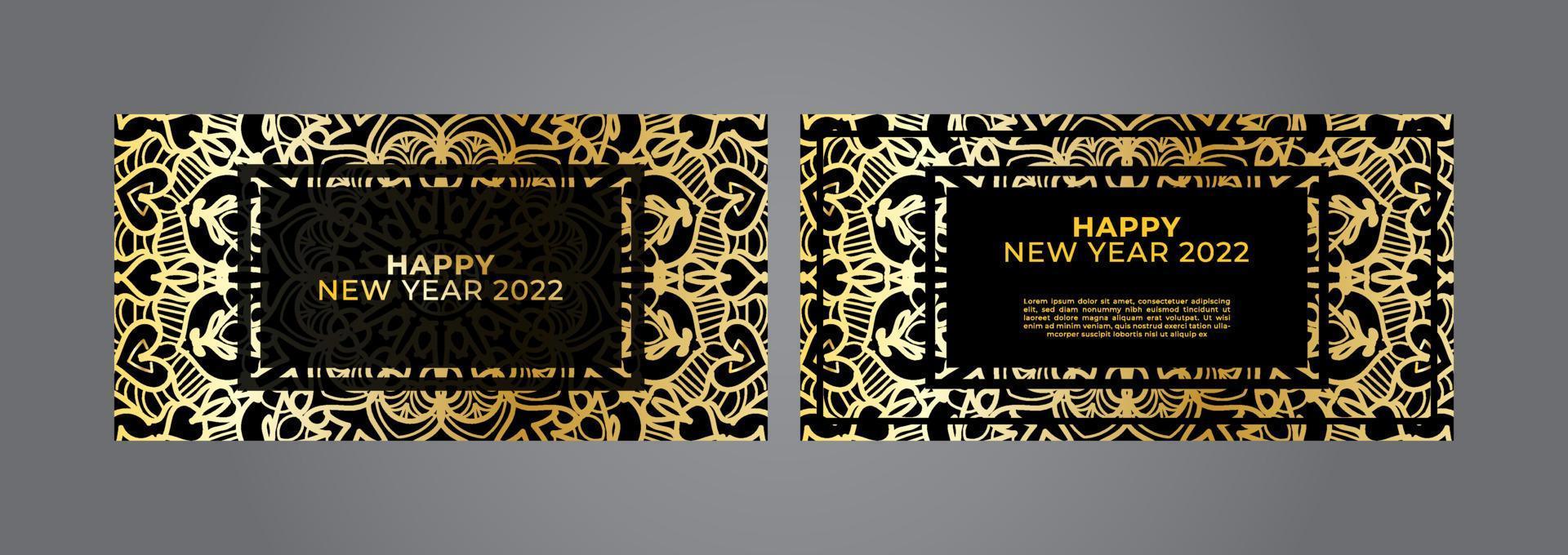 Happy new year banner or card template with luxury mandala vector