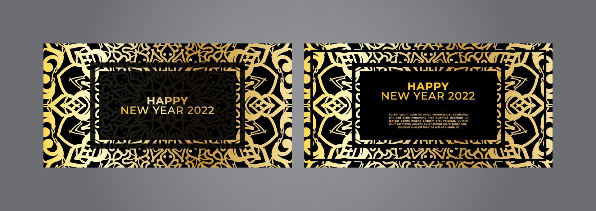 Happy new year banner or card template with luxury mandala vector