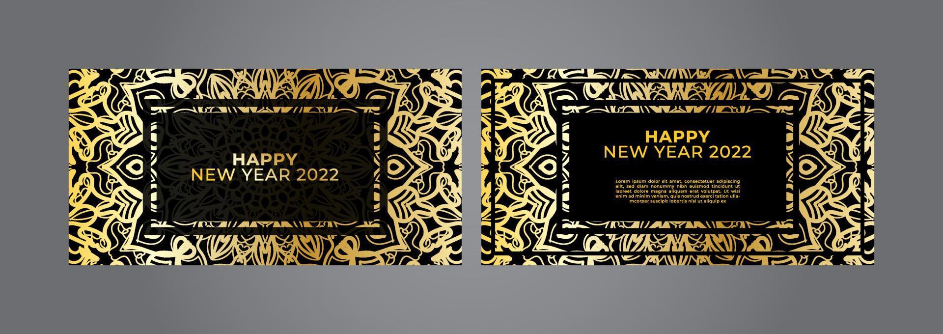 Happy new year banner or card template with luxury mandala vector