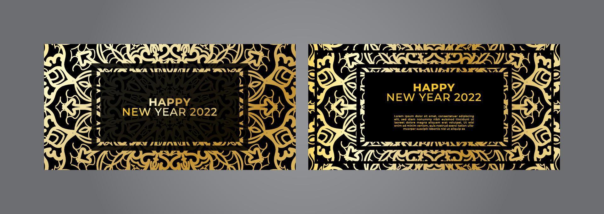 Happy new year banner or card template with luxury mandala vector