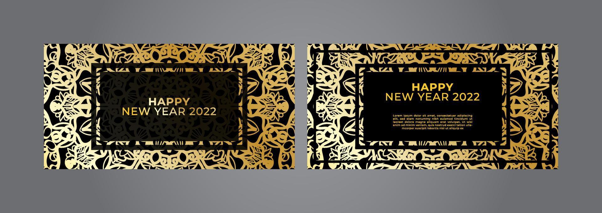Happy new year banner or card template with luxury mandala vector