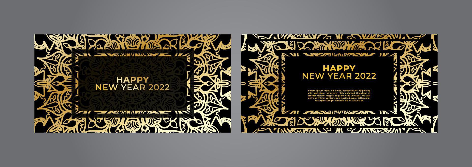 Happy new year banner or card template with luxury mandala vector