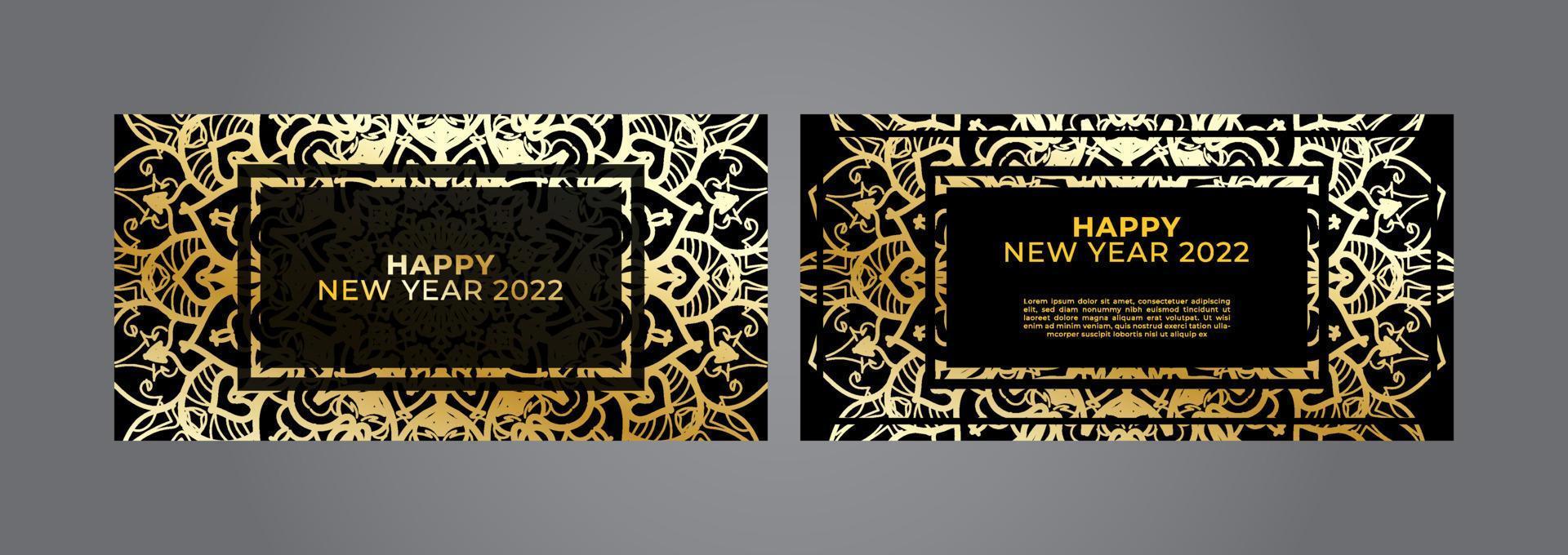 Happy new year banner or card template with luxury mandala vector