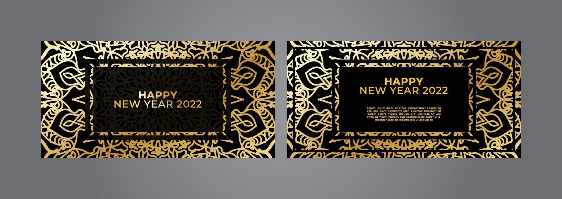 Happy new year banner or card template with luxury mandala vector