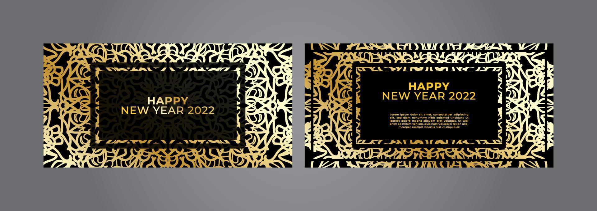 Happy new year banner or card template with luxury mandala vector