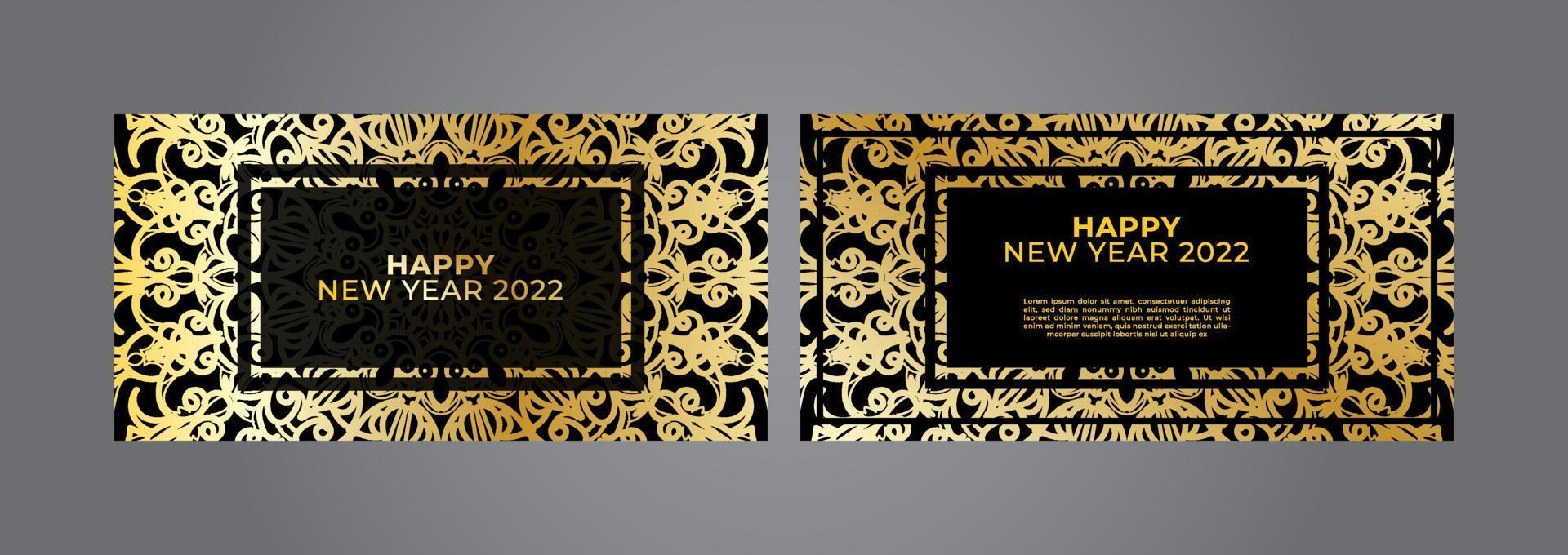 Happy new year banner or card template with luxury mandala vector