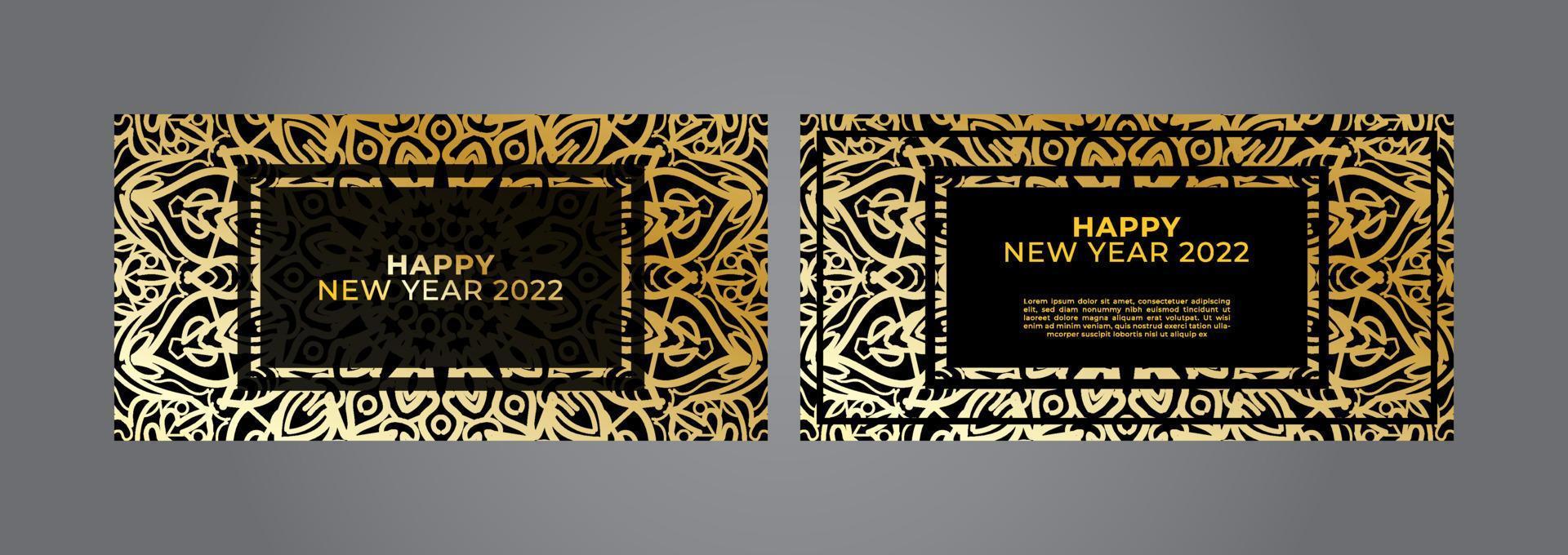 Happy new year banner or card template with luxury mandala vector
