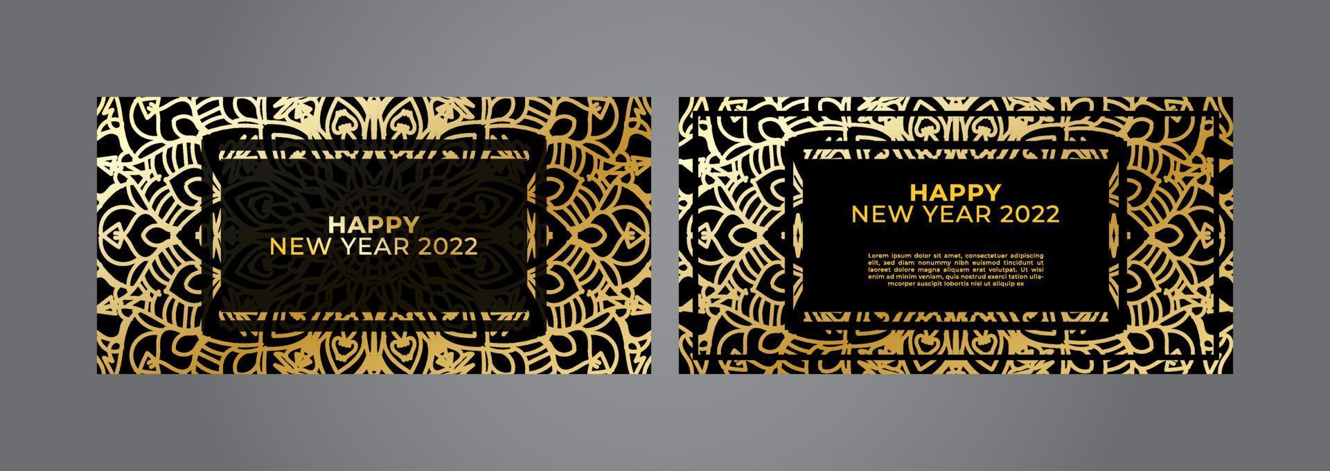 Happy new year banner or card template with luxury mandala vector