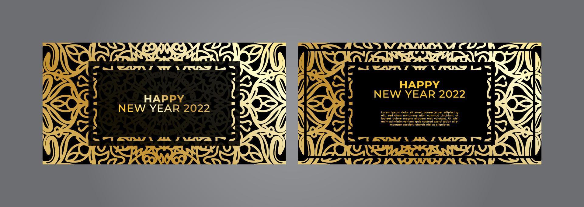 Happy new year banner or card template with luxury mandala vector