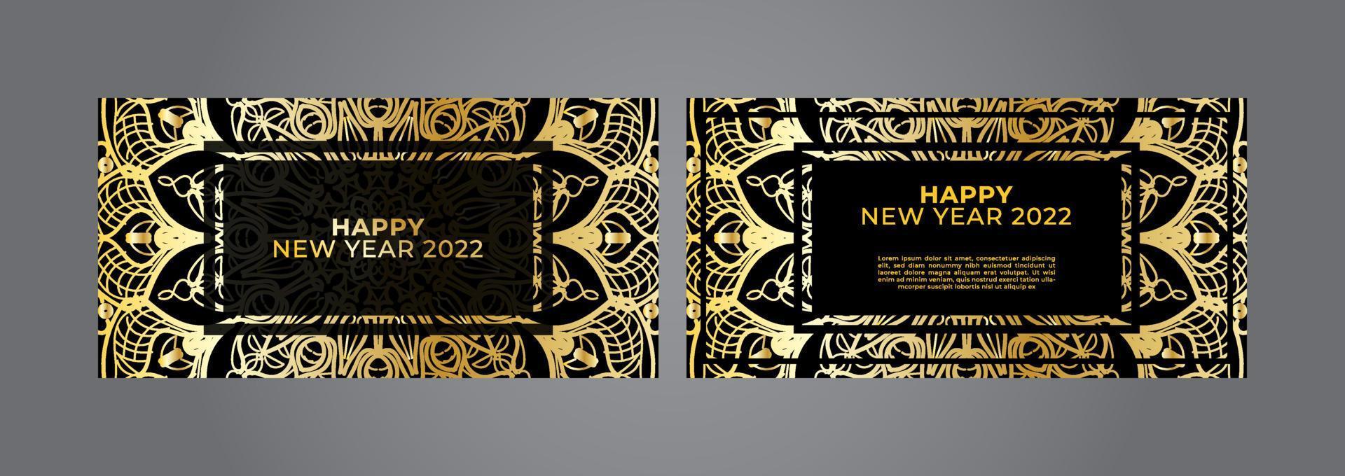 Happy new year banner or card template with luxury mandala vector