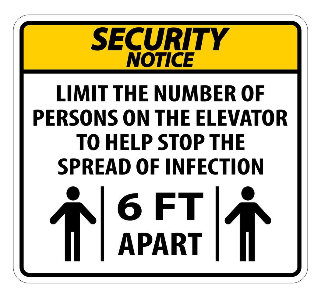 Security Notice Elevator Physical Distancing Sign Isolate On White Background,Vector Illustration EPS.10 vector