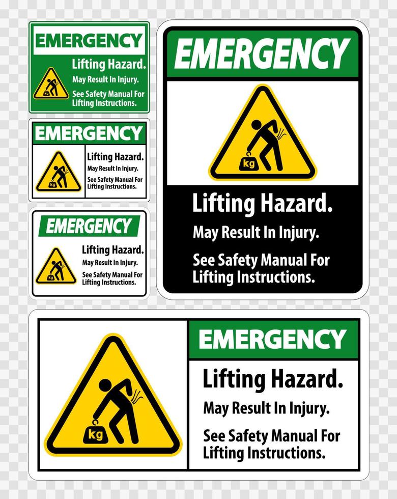 Lifting Hazard,May Result In Injury, See Safety Manual For Lifting Instructions Symbol Sign Isolate on transparent Background,Vector Illustration vector