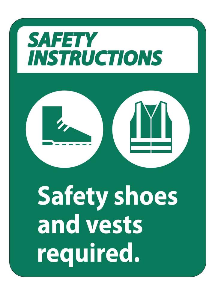 Safety Shoes And Vest Required With PPE Symbols on white background vector