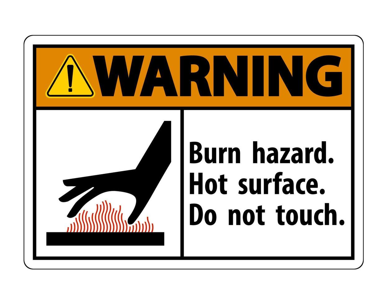 Warning Burn hazard,Hot surface,Do not touch Symbol Sign Isolate on White Background,Vector Illustration vector