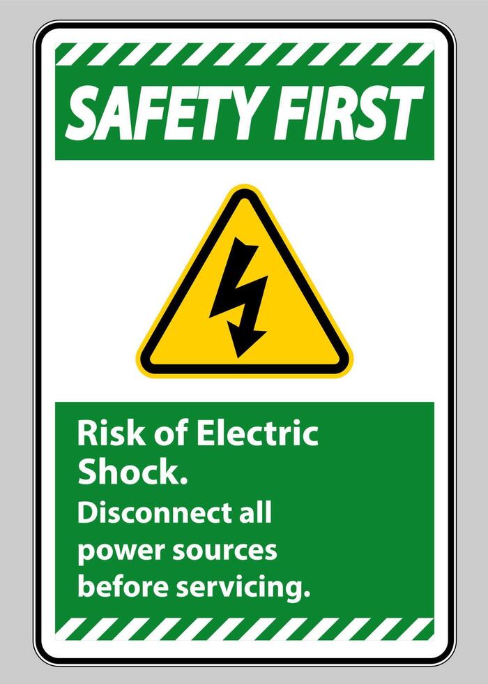 Safety first Risk of electric shock Symbol Sign Isolate on White Background vector