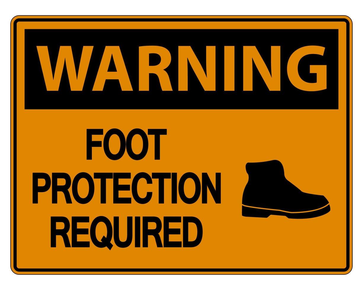 Warning Foot Protection Required Wall Sign on white background vector