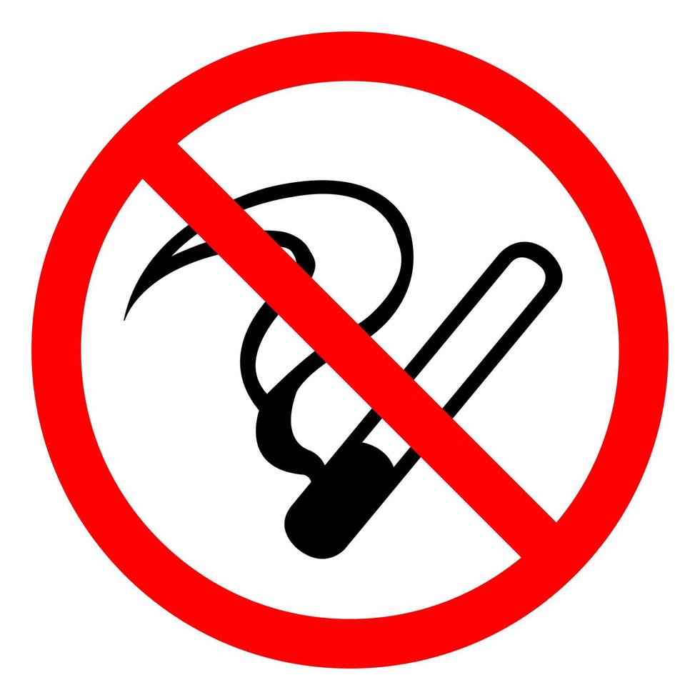 Signo de símbolo de no fumar sobre fondo blanco. vector