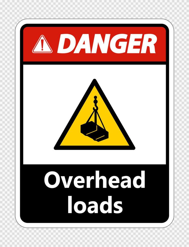 Danger overhead loads Sign on transparent background vector