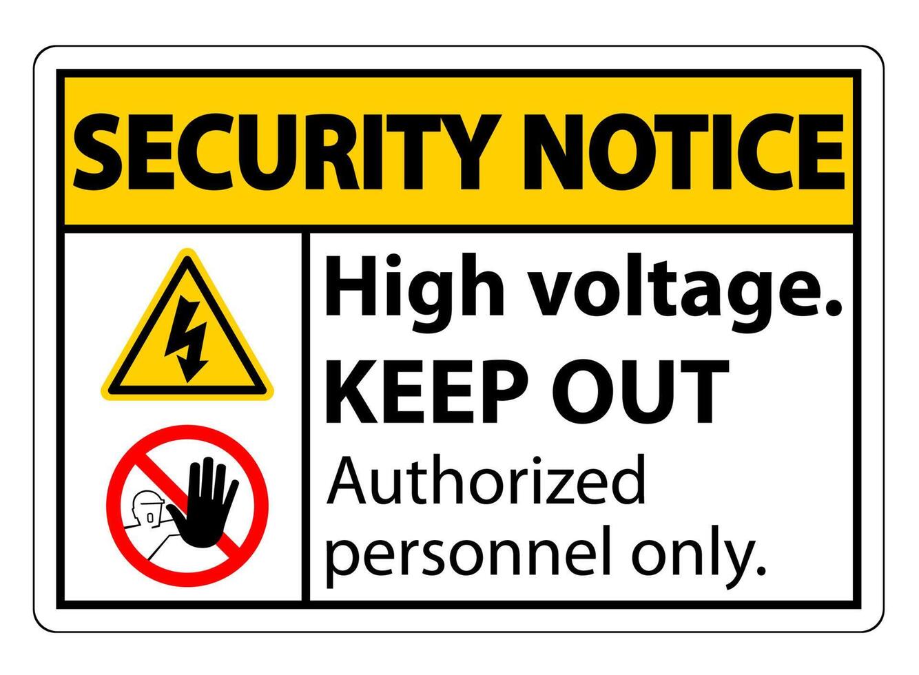 Aviso de seguridad alto voltaje mantenga fuera signo aislado sobre fondo blanco, ilustración vectorial eps.10 vector