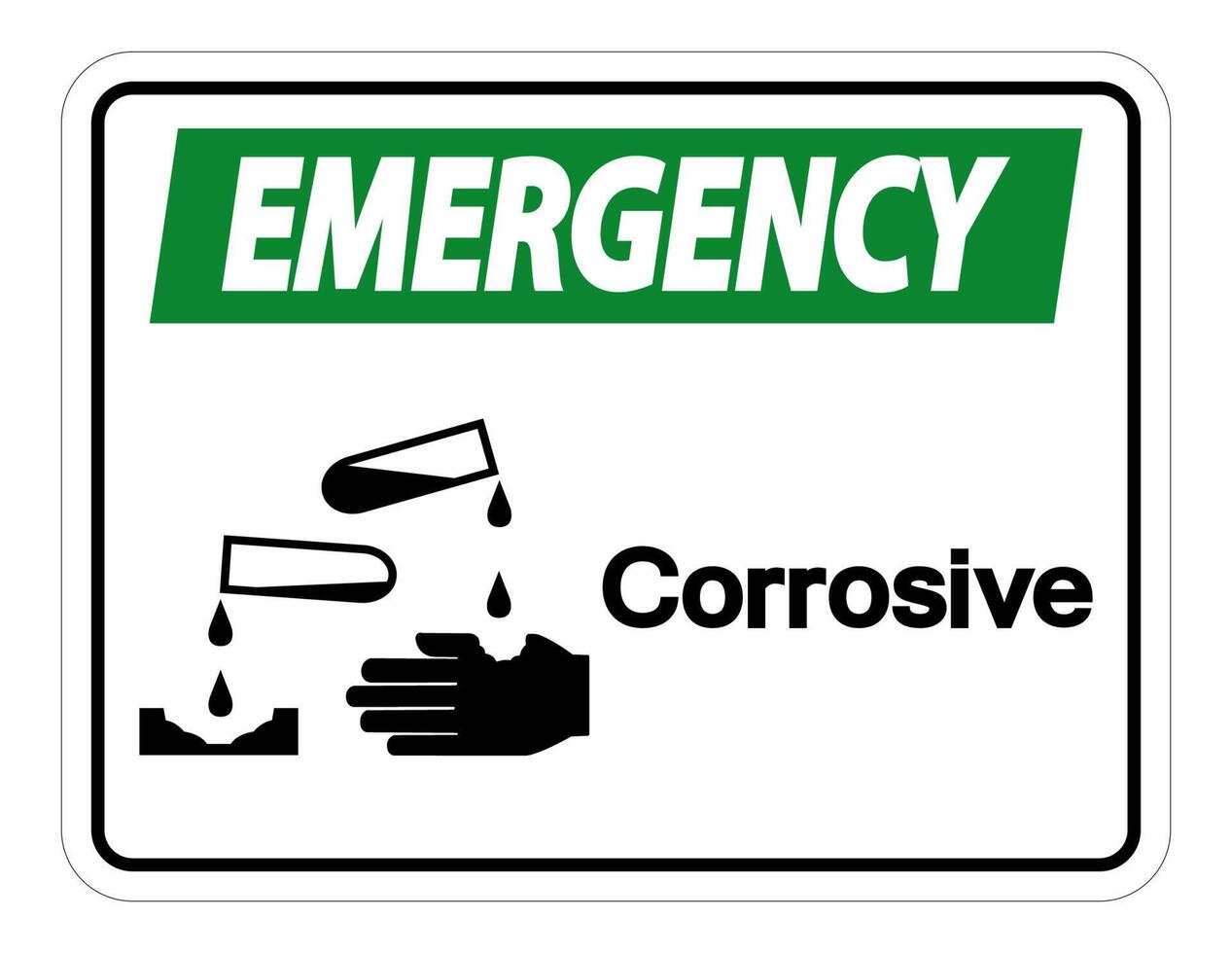 Emergency Corrosive Symbol Sign on white background vector