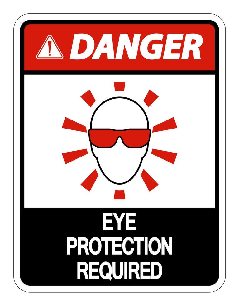 Danger Eye Protection Required Wall Sign on white background vector