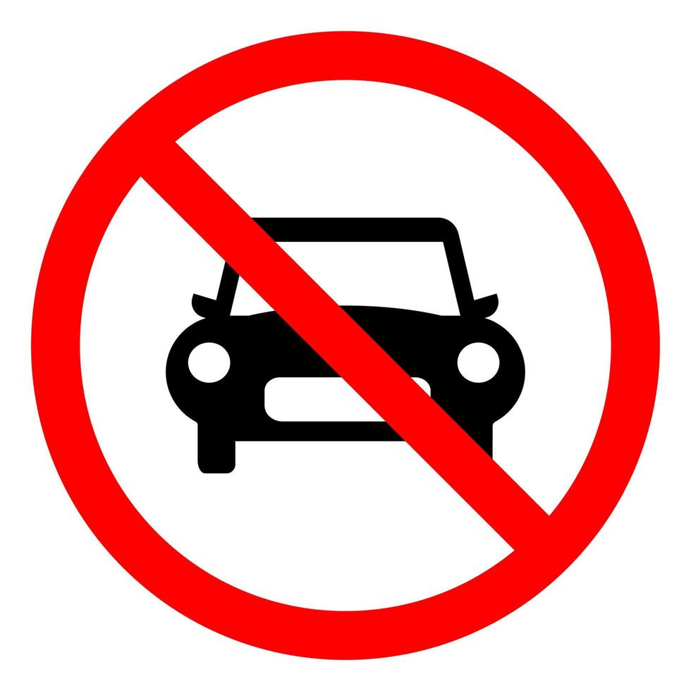 Señal de prohibición de coche sobre fondo blanco. vector