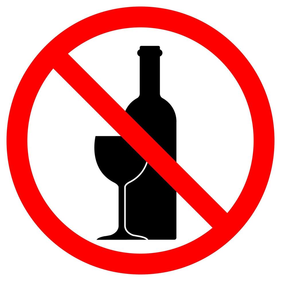 No drinking sign, no alcohol, prohibited activitive vector