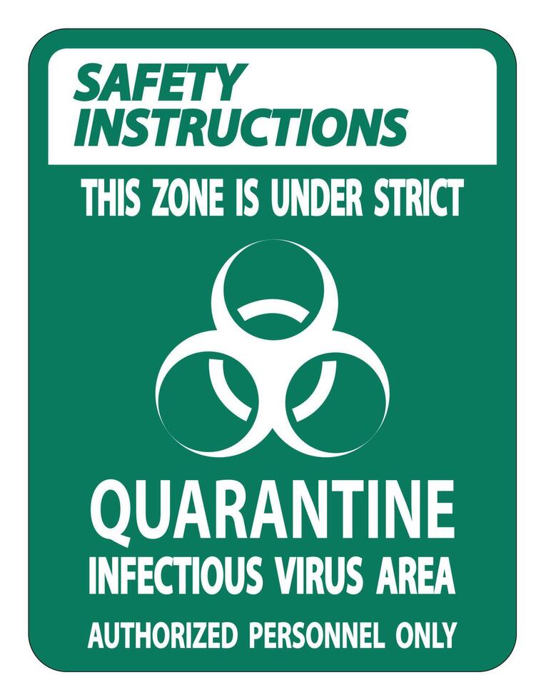 Safety Instructions Quarantine Infectious Virus Area Sign Isolate On White Background,Vector Illustration EPS.10 vector