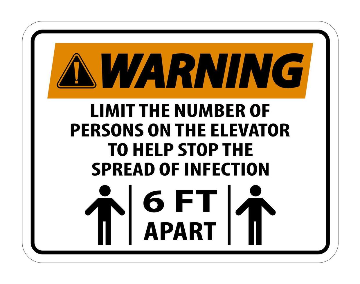 Warning Elevator Physical Distancing Sign Isolate On White Background,Vector Illustration EPS.10 vector
