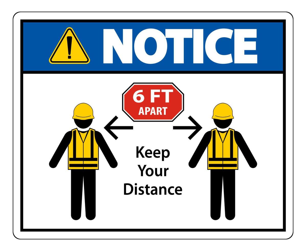 Notice Social Distancing Construction Sign Isolate On White Background,Vector Illustration EPS.10 vector