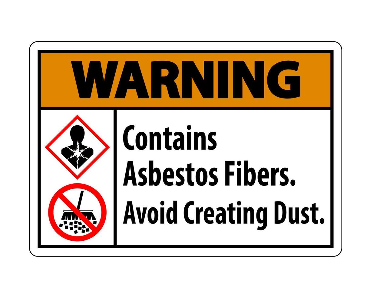 Warning Label Contains Asbestos Fibers,Avoid Creating Dust vector