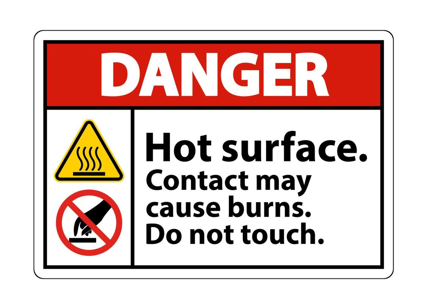 Danger Hot Surface Do Not Touch Symbol Sign Isolate on White Background,Vector Illustration vector