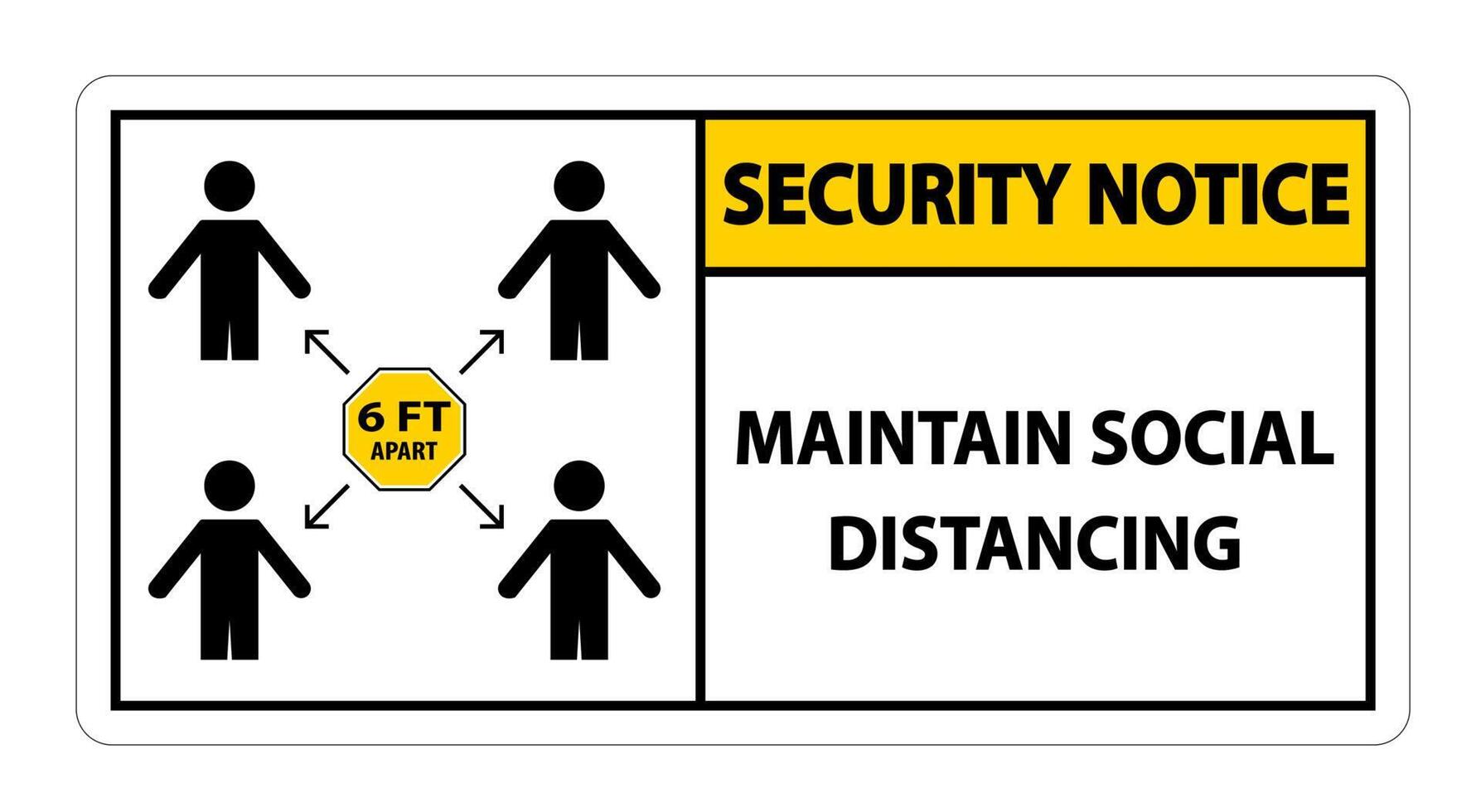 Security Notice Maintain social distancing, stay 6ft apart sign,coronavirus COVID-19 Sign Isolate On White Background,Vector Illustration EPS.10 vector