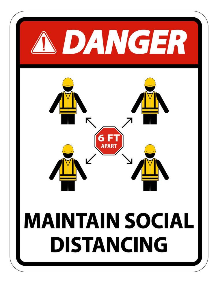 Danger Maintain social distancing, stay 6ft apart sign,coronavirus COVID-19 Sign Isolate On White Background,Vector Illustration EPS.10 vector